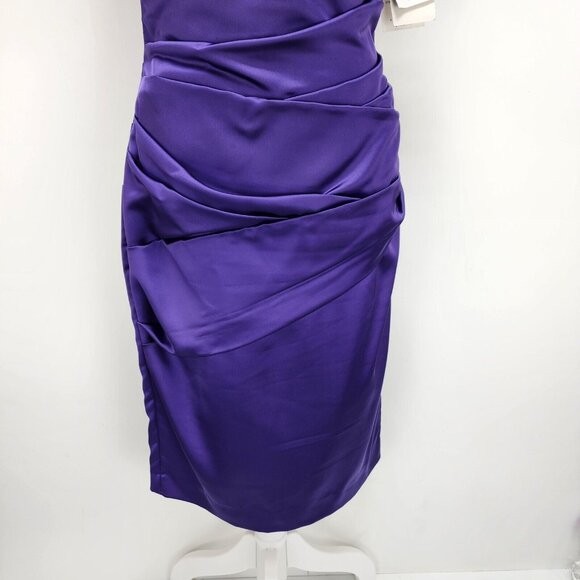 David's Bridal Dress Size 2 Women’s Purple One-Shoulder Stretch Satin New - Picture 8 of 14